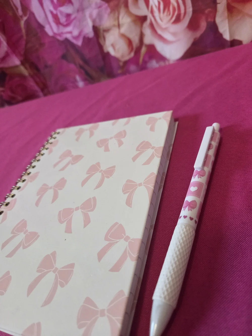Pretty Pink Bow Tie Travel Bag Pin And Notebook